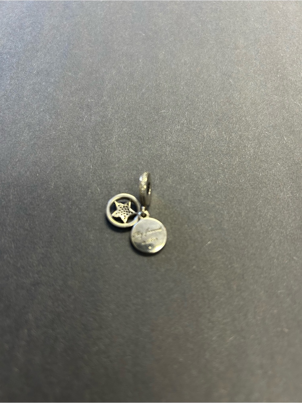 Pandora Silver Star and Engraved Disc Dangle Charm My Friend A Star